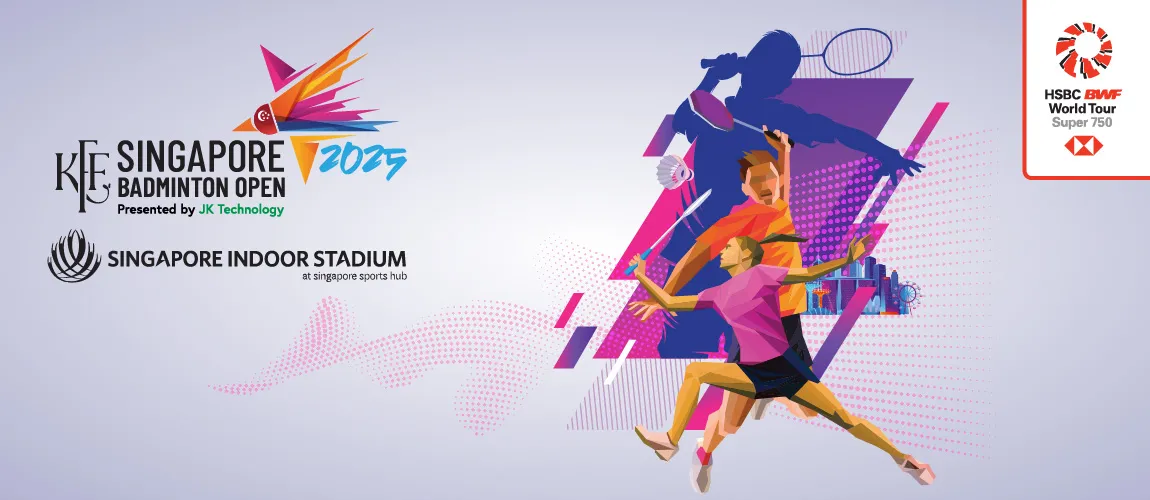 Promotional banner for the KFF Singapore Badminton Open 2025